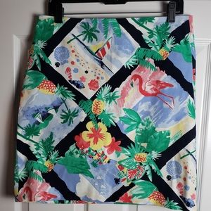Talbots Tropical Flamingo Print Pencil Skirt